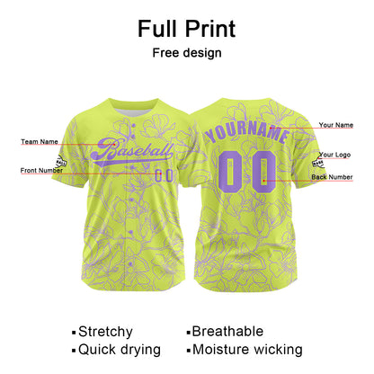 Custom Bright Green Baseball Jersey Print Personalized Name, Number and Logo