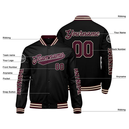 Custom Marroon Black Varsity Jackets for Men Women Youth Personalized Letterman Jackets