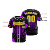 Custom Black Purple Button Down Baseball Jersey for Men Women Adult Youth Print Name Number Logo
