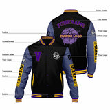Custom Black Purple Varsity Jackets for Men Women Youth Personalized Letterman Jackets