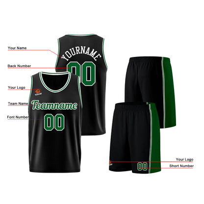 Custom Black Green Basketball Jersey for Men Women Adult Youth Stitched Name Number Logo