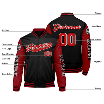 Custom Red Black Varsity Jackets for Men Women Youth Personalized Letterman Jackets