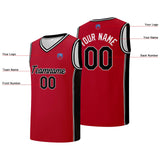 Custom basketball jersey shorts for men and women. Embroidered and printed name, number and logo Red&Black