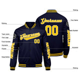 Custom Navy Yellow Varsity Jackets for Men Women Youth Personalized Letterman Jackets