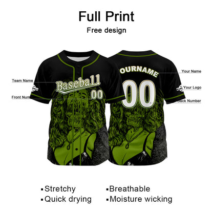 Custom Black Baseball Jersey Print Personalized Name, Number and Logo