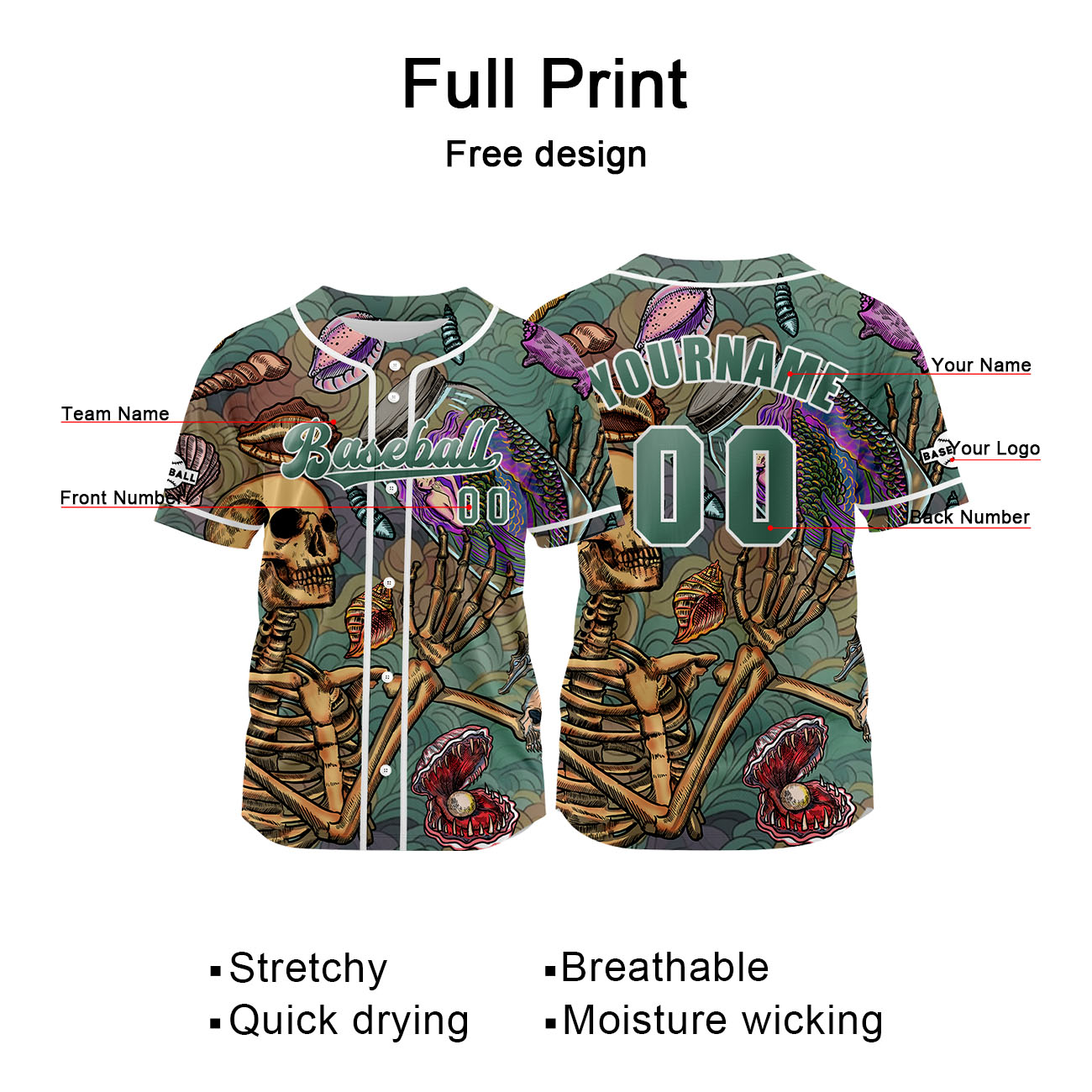 Custom Grayish Green Baseball Jersey Print Personalized Name, Number and Logo