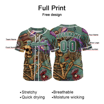 Custom Grayish Green Baseball Jersey Print Personalized Name, Number and Logo