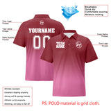 Custom Burgundy Pink Football Gradient Polo Shirts  Add Your Unique Logo/Name/Number