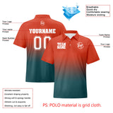 Custom Orange Dull Green Football Gradient Polo Shirts  Add Your Unique Logo/Name/Number