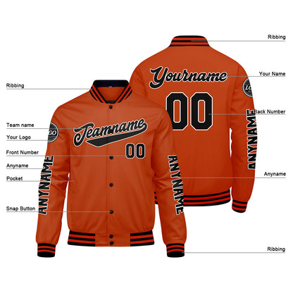 Custom Black Orange Varsity Jackets for Men Women Youth Personalized Letterman Jackets