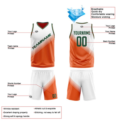Custom White Orange Reversible Basketball Suit for Adults and Kids Personalized Jersey