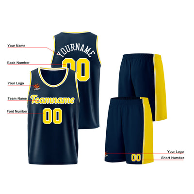 Custom Dark Blue-Yellow Basketball Jersey for Men Women Adult Youth Stitched Name Number Logo