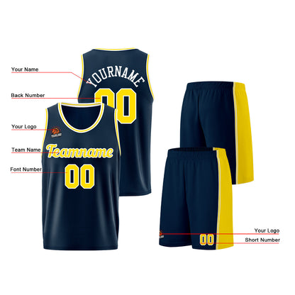 Custom Dark Blue-Yellow Basketball Jersey for Men Women Adult Youth Stitched Name Number Logo