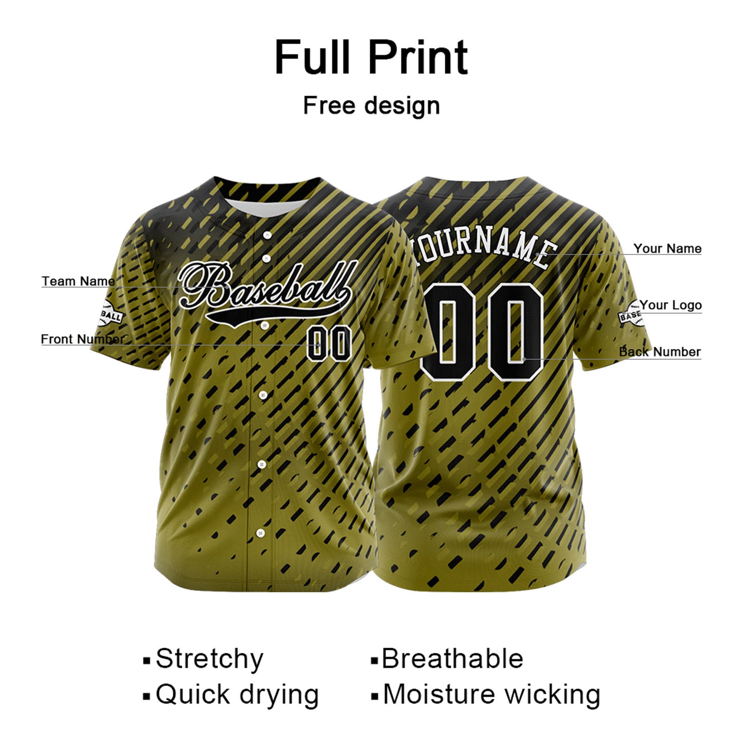 Custom Yellow Button Down Baseball Jersey for Men Women Adult Youth Print Name Number Logo