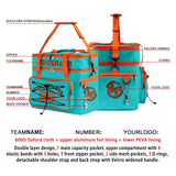 Custom Cyan Orange All-Over Print Double Layer Insulated Cooler Bag - Waterproof 600D Oxford Picnic Tote for Team Events & Outdoor BBQ