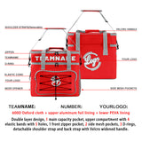 Custom Red Gray Double Layer Insulated Cooler Bag - 600D Oxford Waterproof Picnic Tote for Camping, Hiking & BBQ - Large Capacity Thermal Lunch Bag