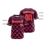 Custom Black Red Button Down Baseball Jersey for Men Women Adult Youth Print Name Number Logo