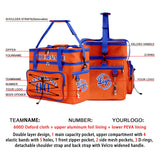 Custom Orange Blue All-Over Print Double Layer Insulated Cooler Bag - Waterproof 600D Oxford Picnic Tote for Team Events & Outdoor BBQ