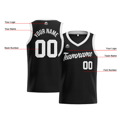 Custom Black White Basketball Jersey for Men Women Adult Youth Stitched Name Number Logo