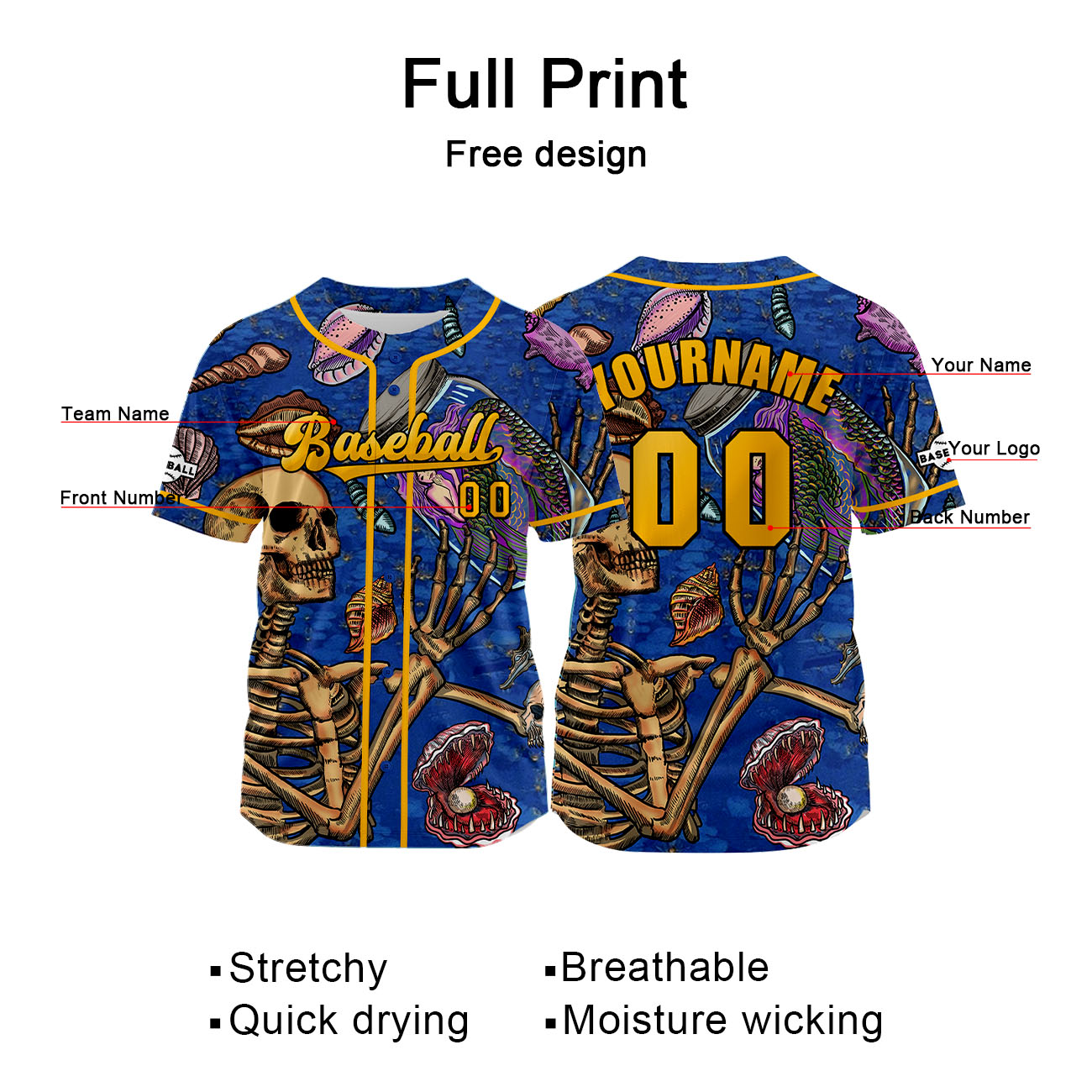 Custom Bule Orange Baseball Jersey Print Personalized Name, Number and Logo