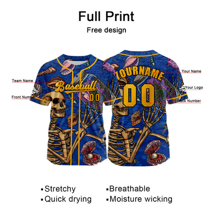Custom Bule Orange Baseball Jersey Print Personalized Name, Number and Logo