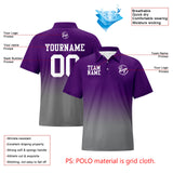 Custom Purple Grey Football Gradient Polo Shirts  Add Your Unique Logo/Name/Number