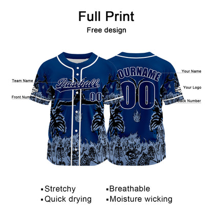Custom Blue Baseball Jersey Print Personalized Name, Number and Logo