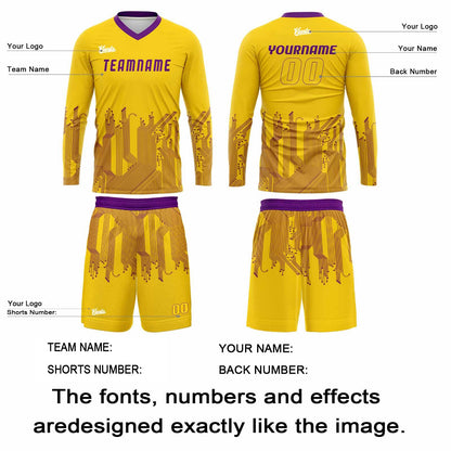 Custom Yellow Purple Basketball Soccer Football Shooting Long T-Shirt for Adults and Kids