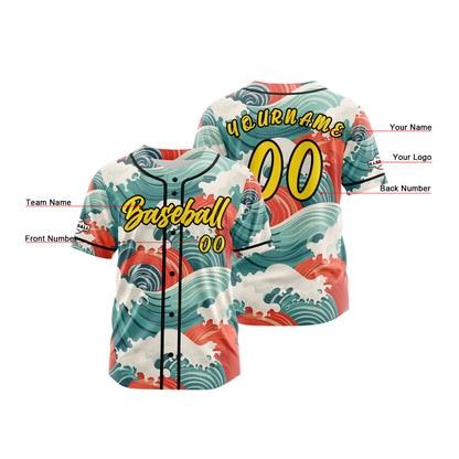 Custom Yellow Button Down Baseball Jersey for Men Women Adult Youth Print Name Number Logo