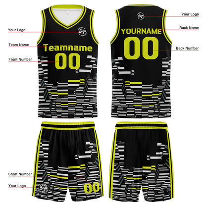 Custom Black Lime Green Basketball Jersey Uniform Suit Printed Your Logo Name Number