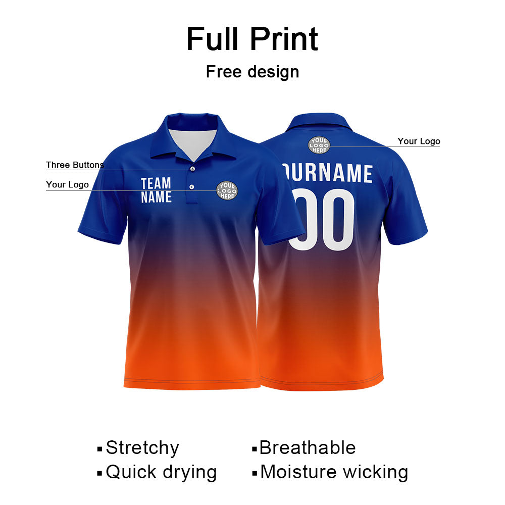 Custom Royal Orange Football Polo Shirts  Add Your Unique Logo/Name/Number