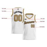 Custom White Gold Basketball Jersey for Men Women Adult Youth Stitched Name Number Logo