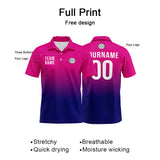 Custom Fuchsia Navy Football Gradient Polo Shirts  Add Your Unique Logo/Name/Number