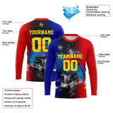 Custom Basketball Soccer Football Shooting Long T-Shirt for Adults and Kids Royal&Red