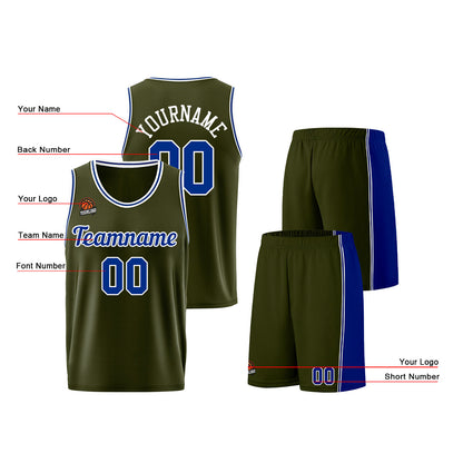 Custom Army Green-Royal Basketball Jersey for Men Women Adult Youth Stitched Name Number Logo