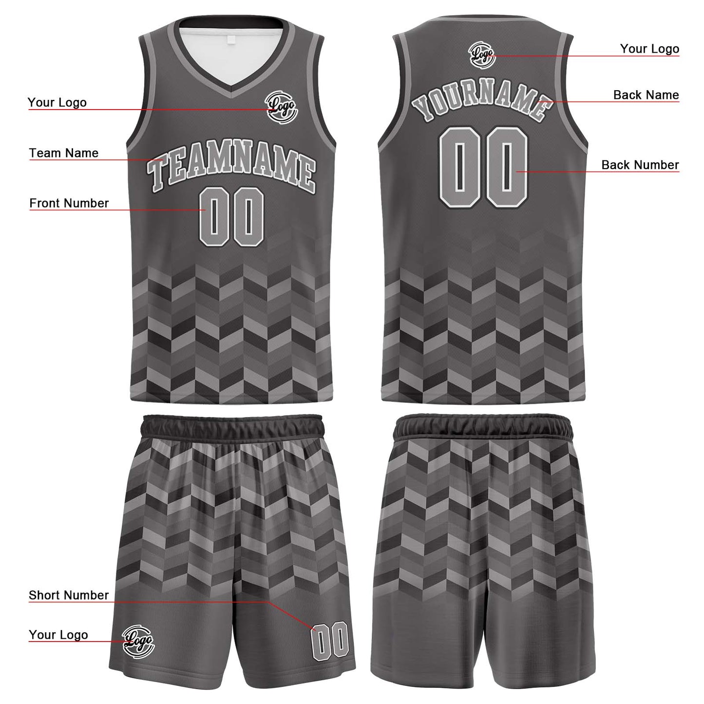 Custom Grey Basketball Jersey Uniform Suit Printed Your Logo Name Number