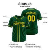 Custom Baseball Jersey Stitched Design Personalized Hip Hop Baseball Shirts Dark Green-Yellow