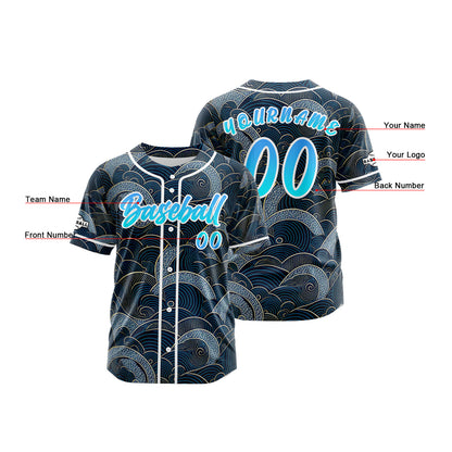 Custom Deep Blue Button Down Baseball Jersey for Men Women Adult Youth Print Name Number Logo