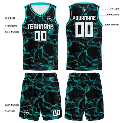 Custom Black Teal Basketball Jersey Uniform Suit Printed Your Logo Name Number