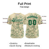 Custom Beige Green Baseball Jersey Print Personalized Name, Number and Logo