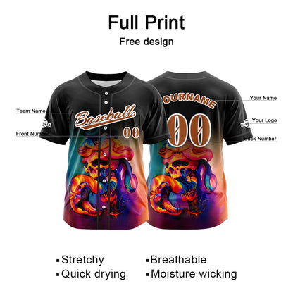 Custom Black Button Down Baseball Jersey for Men Women Adult Youth Print Name Number Logo