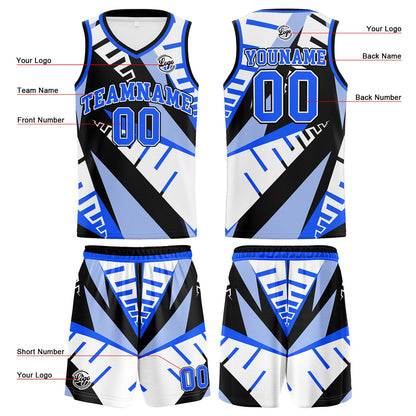 Custom White Black Blue Basketball Jersey Uniform Suit Printed Your Logo Name Number