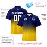 Custom Navy Yellow Football Gradient Polo Shirts  Add Your Unique Logo/Name/Number