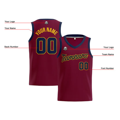 Custom Burgundy Navy Basketball Jersey for Men Women Adult Youth Stitched Name Number Logo