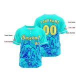 Custom Blue Button Down Baseball Jersey for Men Women Adult Youth Print Name Number Logo