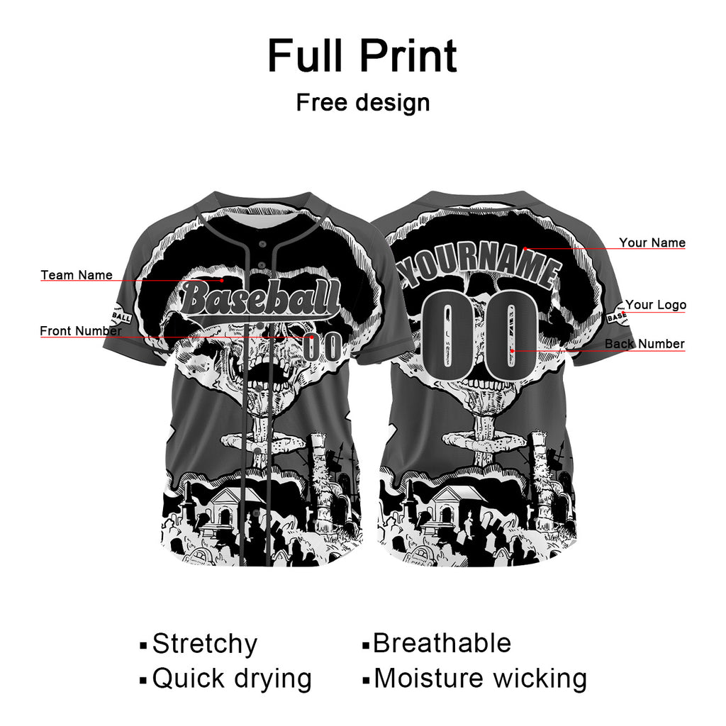 Custom Grey Baseball Jersey Print Personalized Name, Number and Logo