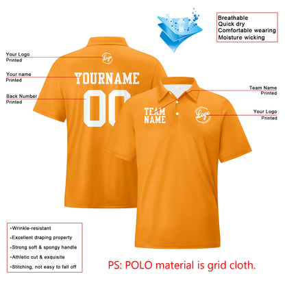 Custom Orange White Football Polo Shirts  Add Your Unique Logo/Name/Number
