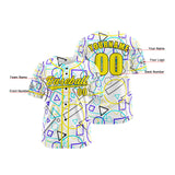 Custom White Yellow Button Down Baseball Jersey for Men Women Adult Youth Print Name Number Logo