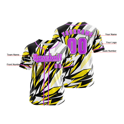 Custom Yellow Button Down Baseball Jersey for Men Women Adult Youth Print Name Number Logo