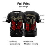 Custom Black Button Down Baseball Jersey for Men Women Adult Youth Print Name Number Logo